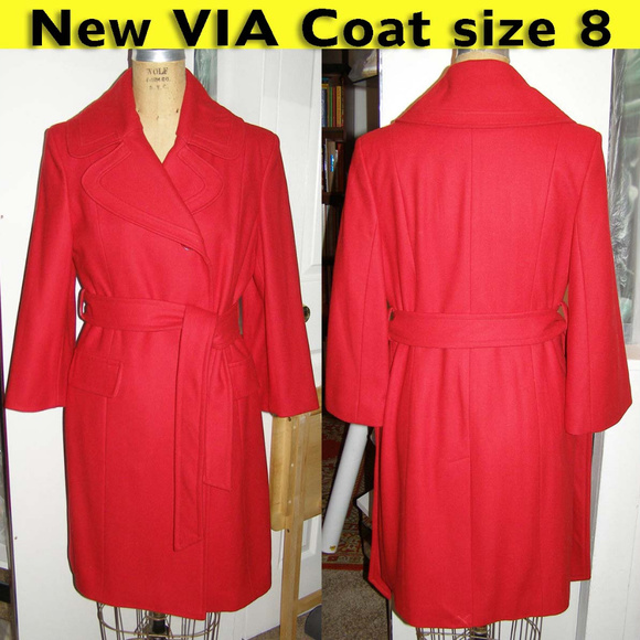 Victoria's secret label VIA red wool blend coat 8 - Picture 1 of 8